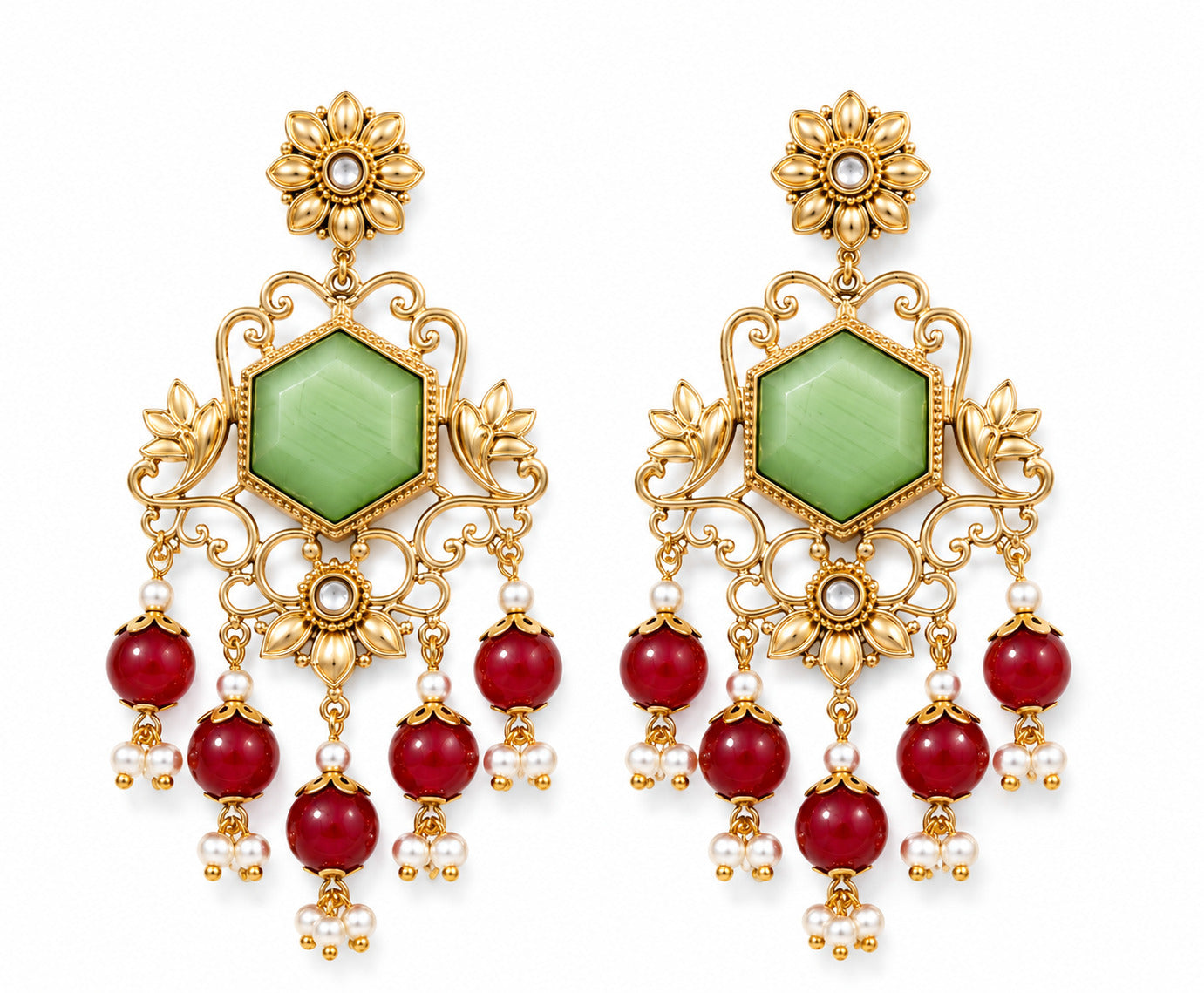 Antique Gold Floral Dangler Earring