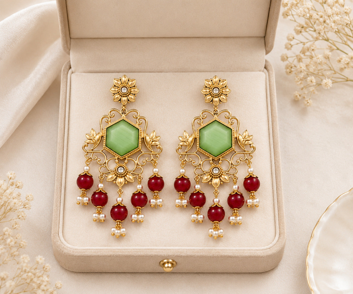 Antique Gold Floral Dangler Earring