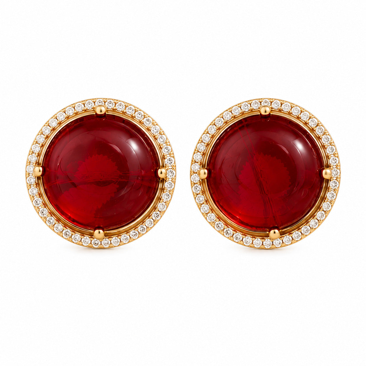 Ruby Red Stone Stud Earring