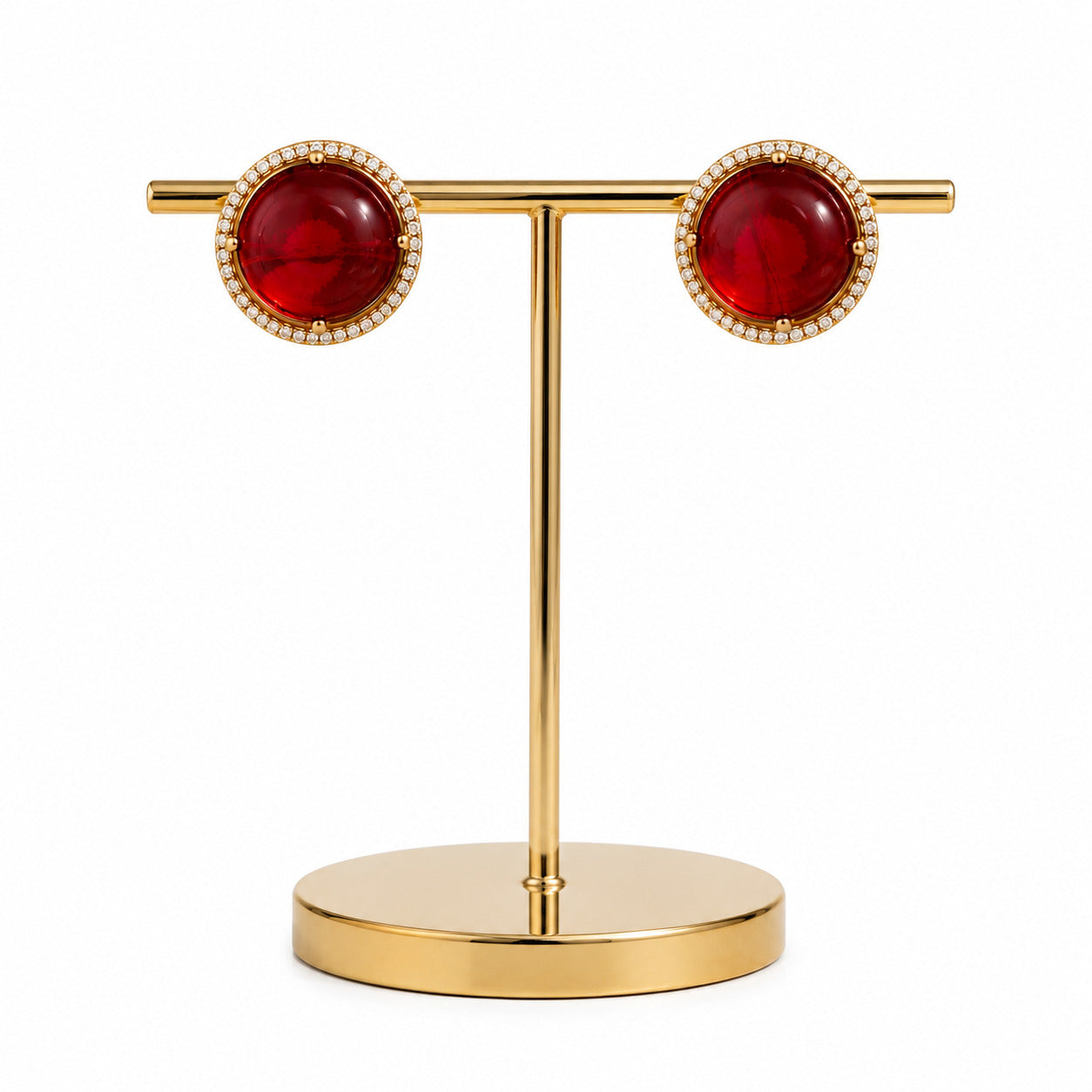 Ruby Red Stone Stud Earring
