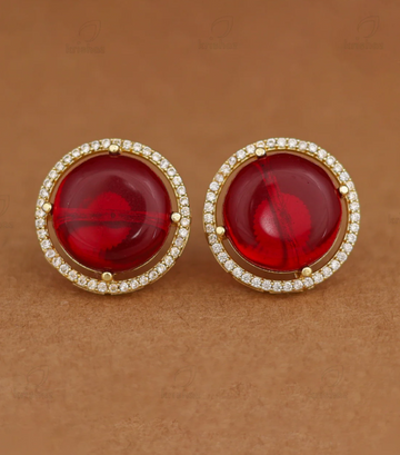 Ruby Red Stone Stud Earring
