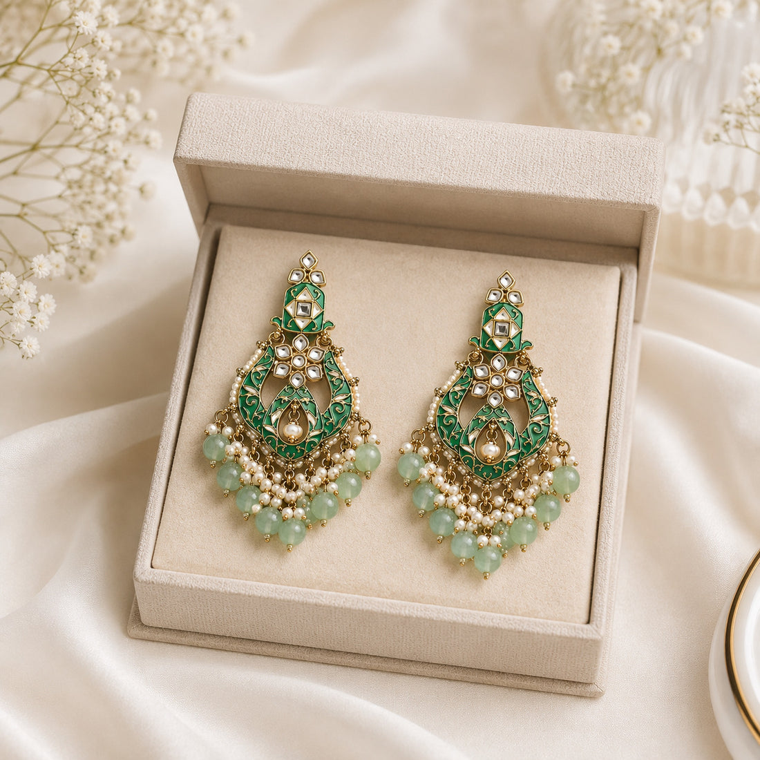 Traditional Meenakari Chandbali Earrings