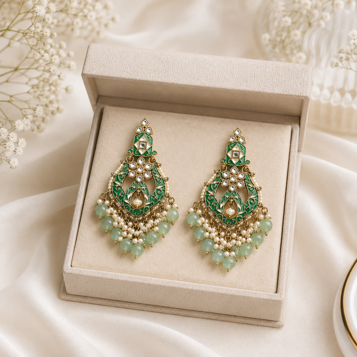 Traditional Meenakari Chandbali Earrings