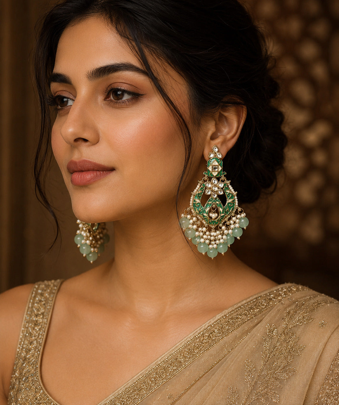 Traditional Meenakari Chandbali Earrings