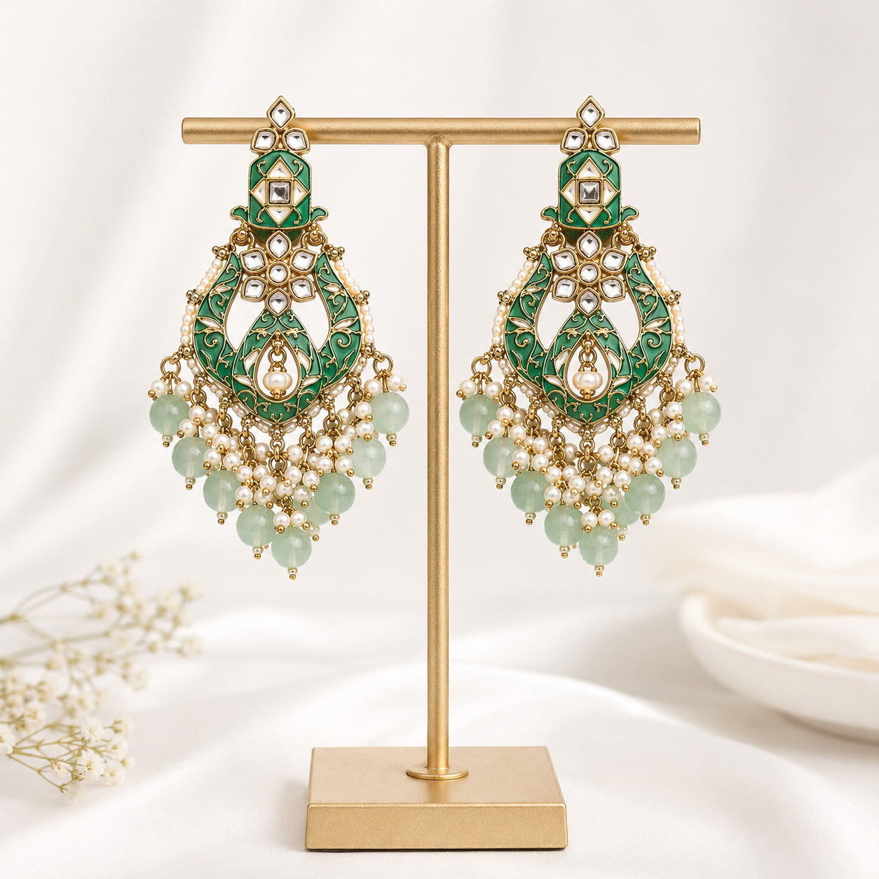 Traditional Meenakari Chandbali Earrings