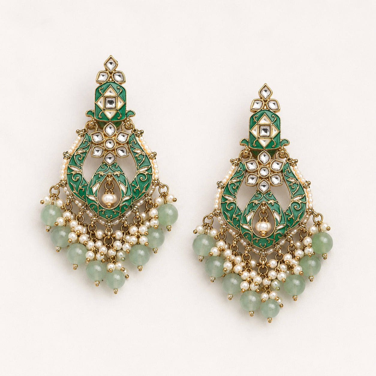 Traditional Meenakari Chandbali Earrings