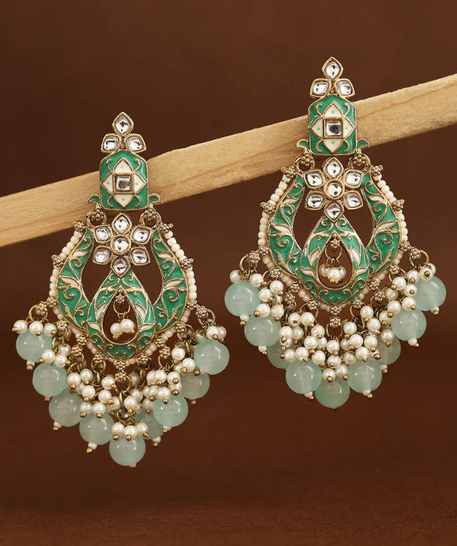 Traditional Meenakari Chandbali Earrings
