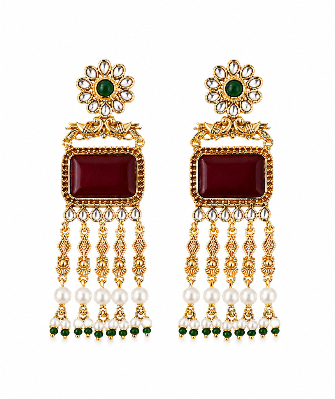 Royal Kundan Pearl Drop Statement Earring