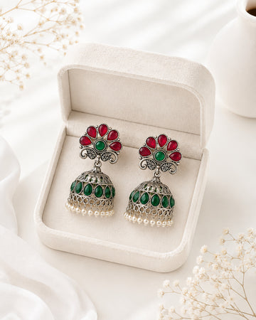 Vintage Oxidized Dome Jhumka Earring