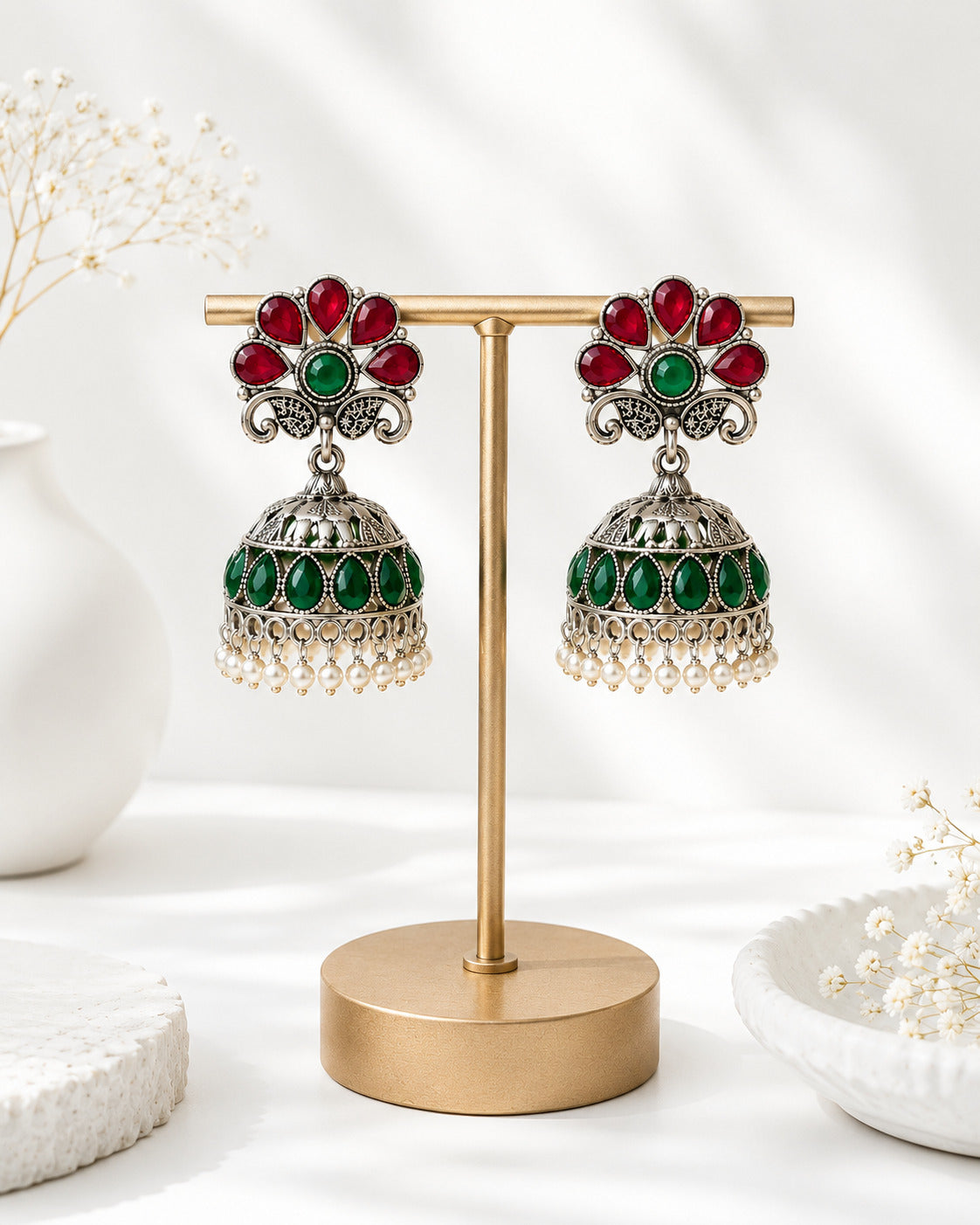 Vintage Oxidized Dome Jhumka Earring