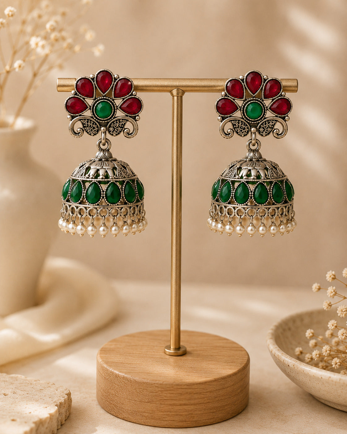 Vintage Oxidized Dome Jhumka Earring