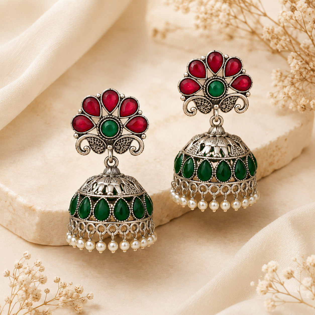 Vintage Oxidized Dome Jhumka Earring