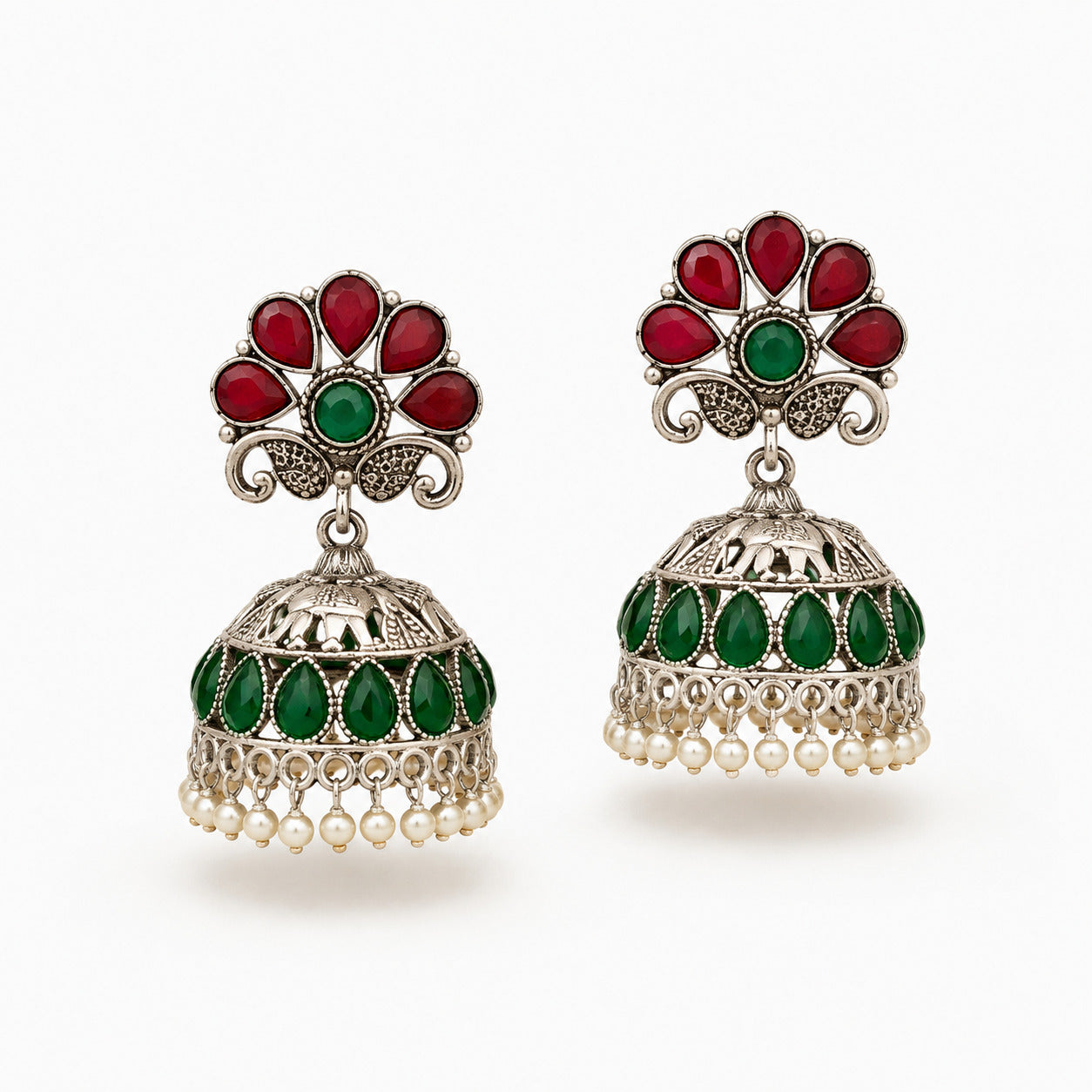 Vintage Oxidized Dome Jhumka Earring