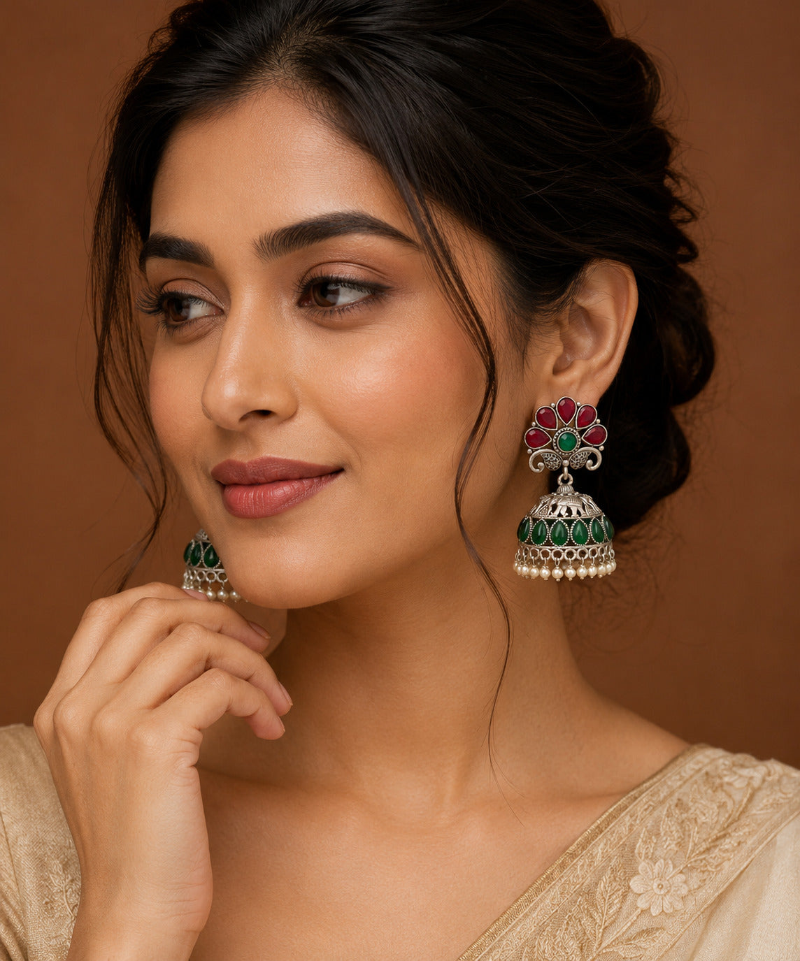 Vintage Oxidized Dome Jhumka Earring