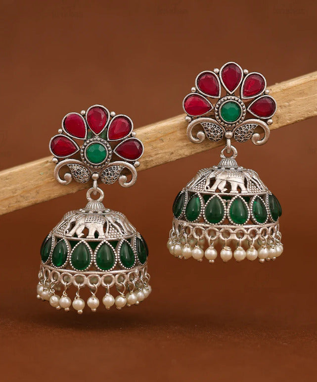 Vintage Oxidized Dome Jhumka Earring