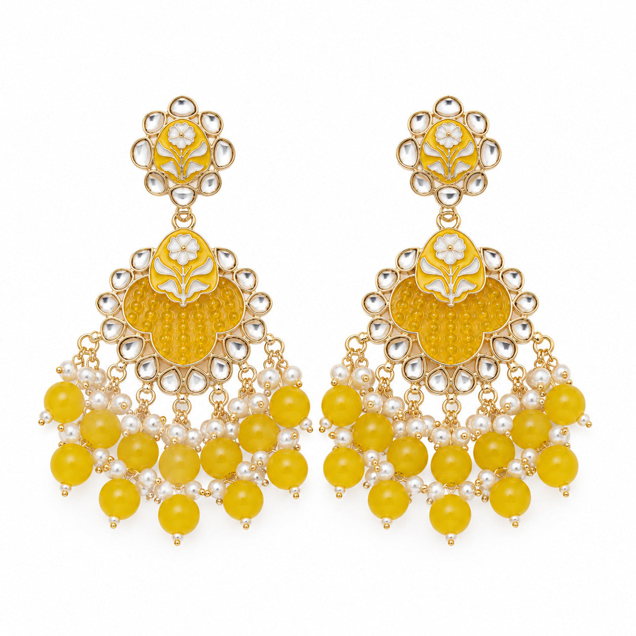 Sunshine Kundan Floral Chandbali Earring