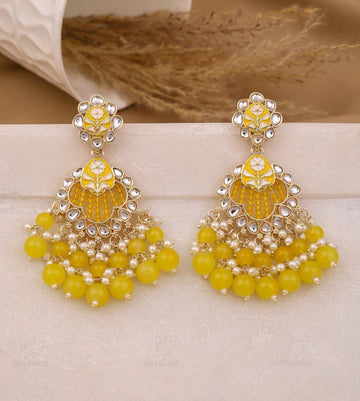 Sunshine Kundan Floral Chandbali Earring