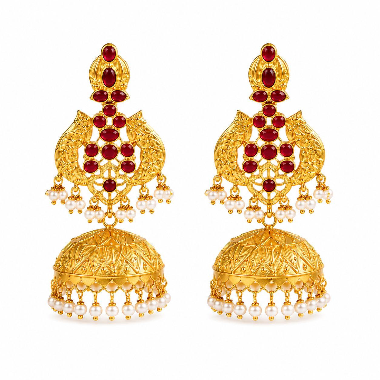 Royal Red Stone Kundan Jhumka Earring