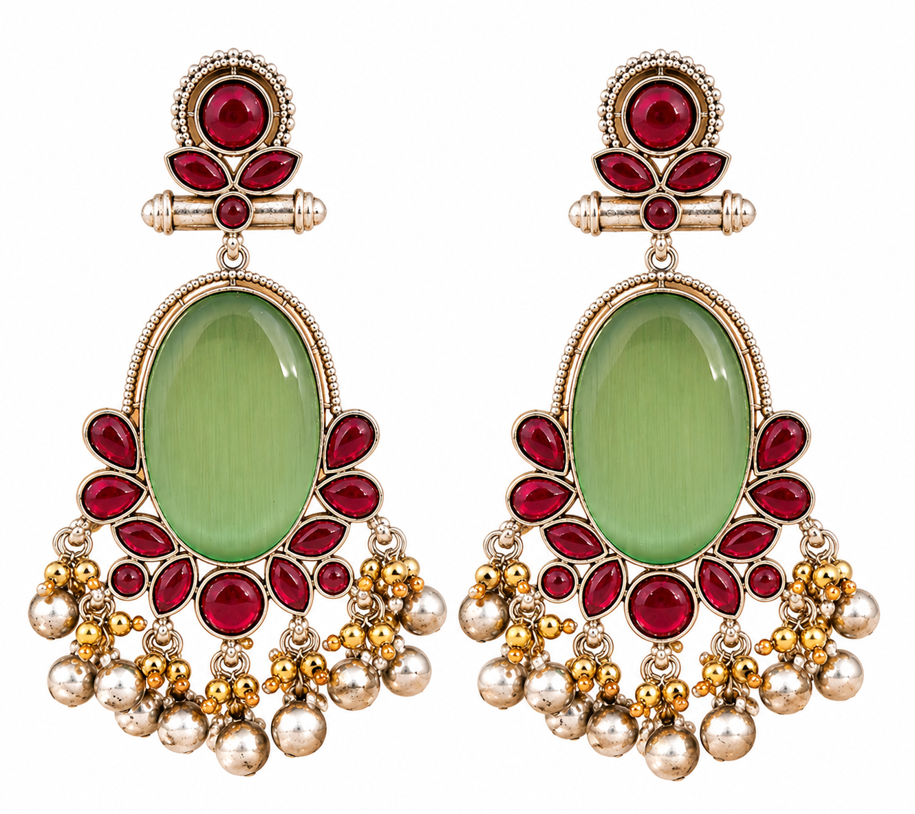 Green & Ruby Jingle Cascade Earring