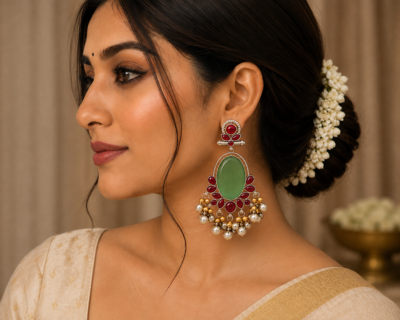 Green & Ruby Jingle Cascade Earring