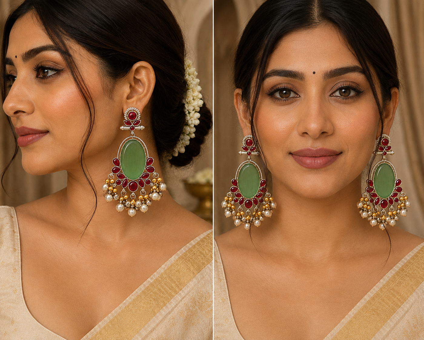 Green & Ruby Jingle Cascade Earring