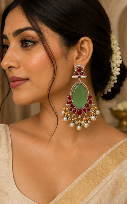 Green & Ruby Jingle Cascade Earring
