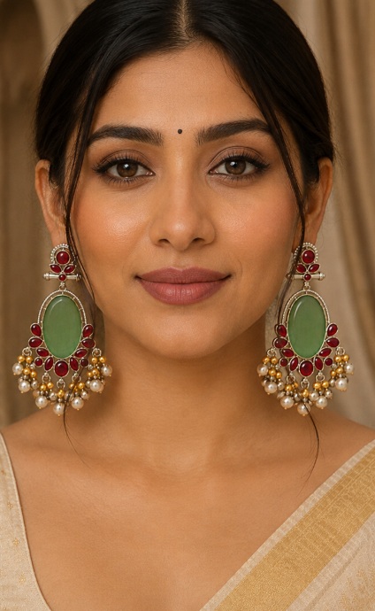 Green & Ruby Jingle Cascade Earring