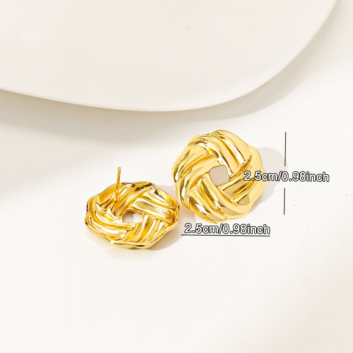 Elegant Gold Plated Knot Stud Earring